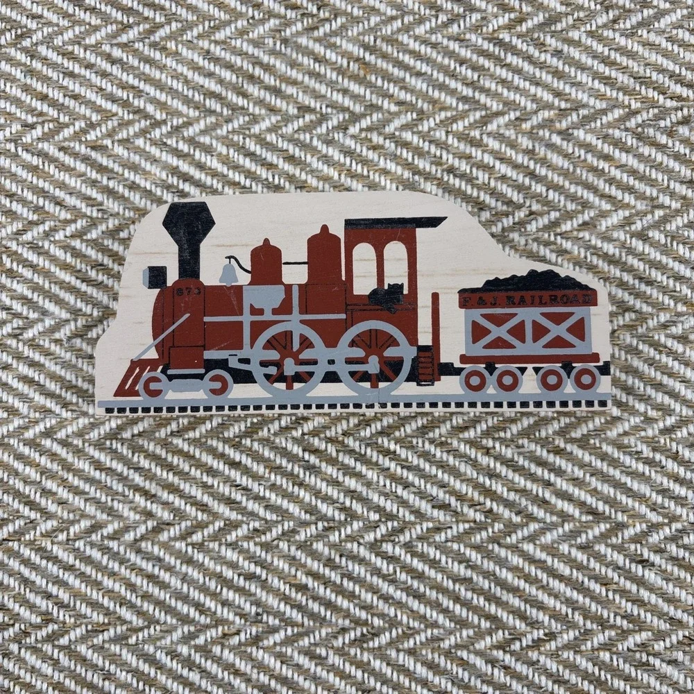 F & J Red Train Engine Faline Cat's Meow Shelf Sitter Accessory